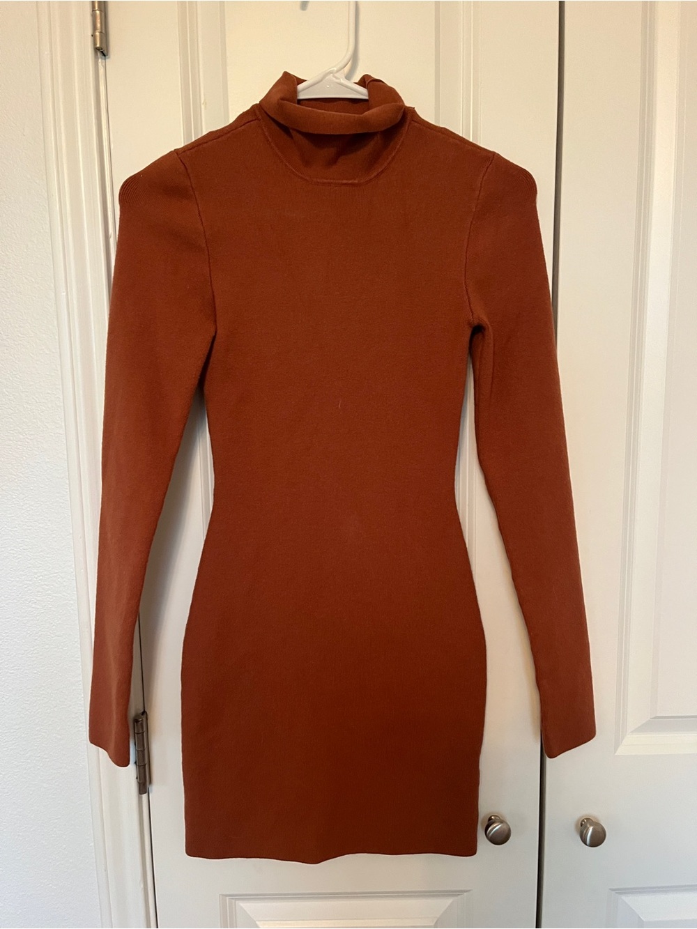 Forever 21 Rust Long Sleeve Turtleneck Bodycon Dress